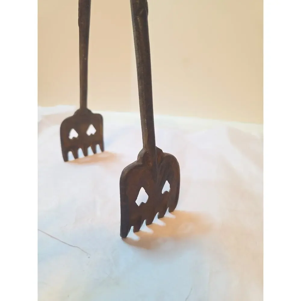 Antique Blacksmith Metal/Iron Tongs for Coal Stove Fire